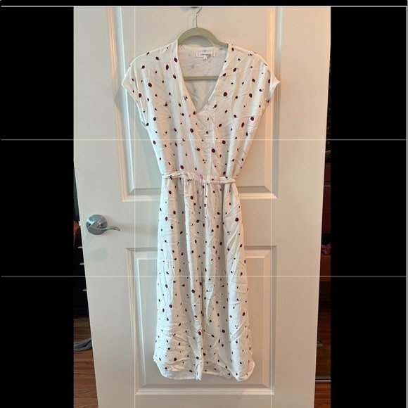 Chinti & Parker Strawberry Field Ana Midi Dress Short Sleeve V-Neck Tie Waist - Picture 6 of 16